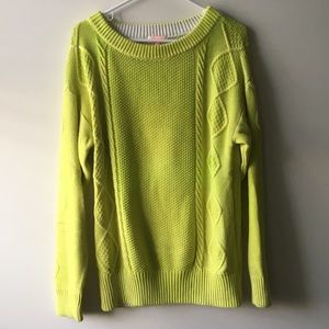 Neon Green Textured Knit Sweater